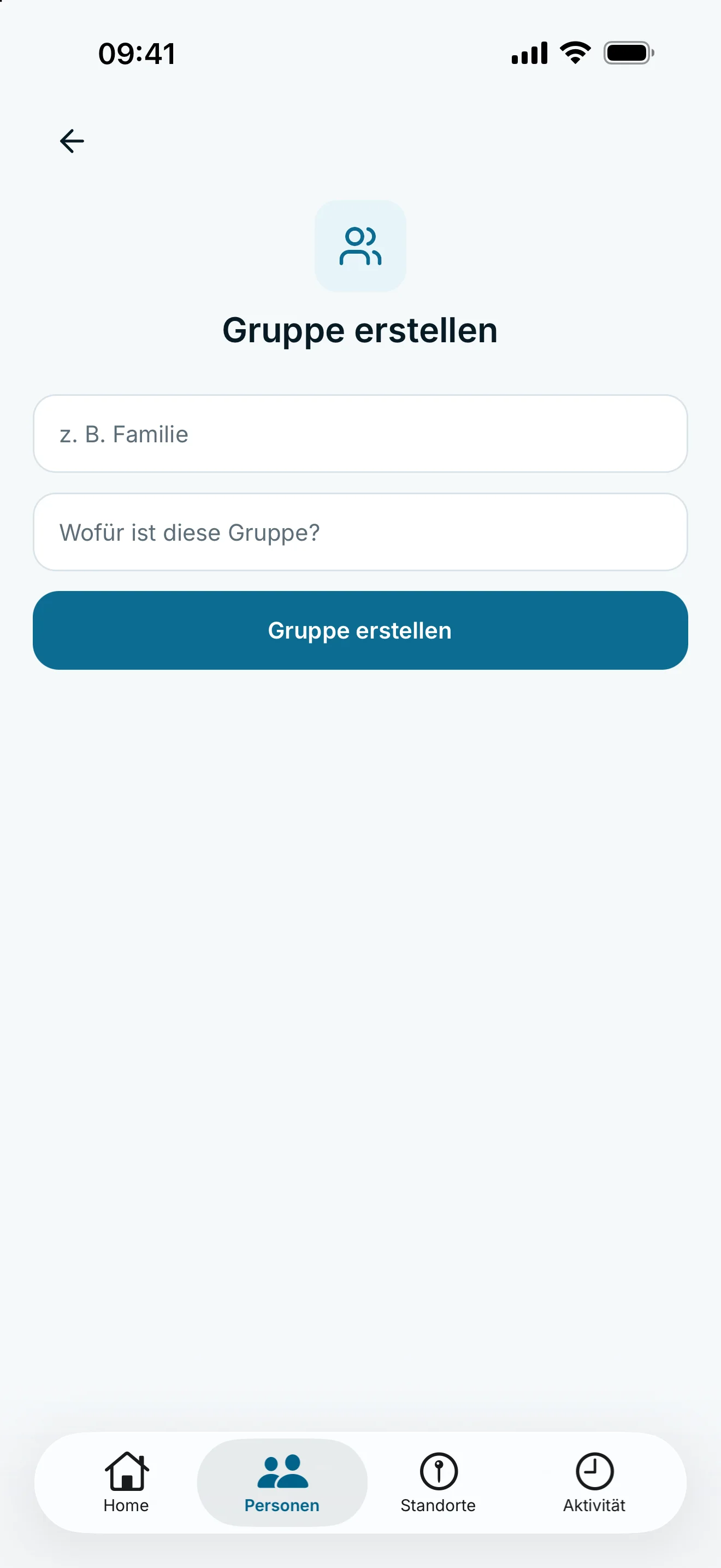 Formular Gruppe erstellen mit Name und optionaler Beschreibung.